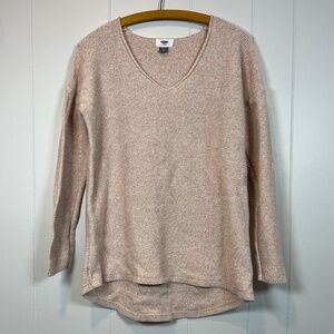 Neutral Essential Beige Marled V-Neck Long Sleeve Cotton Sweater Sz LG Casual